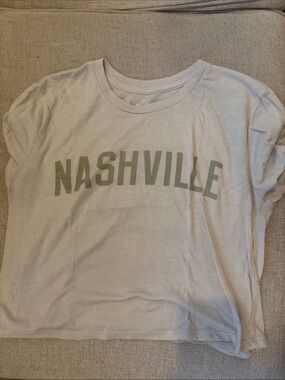 Ash Light Beige Kids Tee with Green Nashville Print